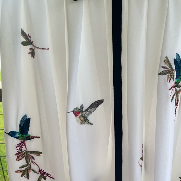 Ted Baker White Embroidered hummingbird Lina Midi Dress size 1 - Picture 9 of 15